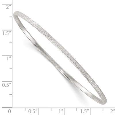 Sterling Silver Polished and Textured Greek Key Slip-on Bangle Bracelet