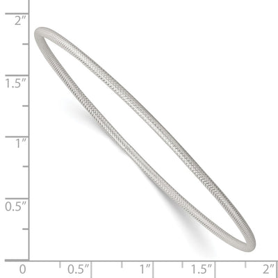 Sterling Silver Polished and Textured Slip-on Bangle Bracelet