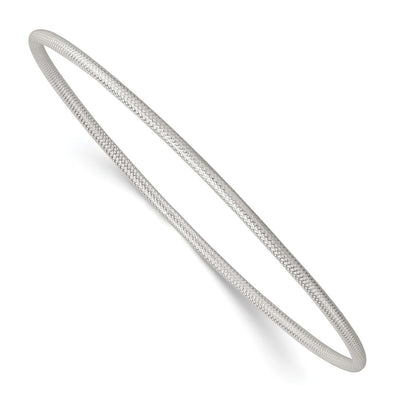 Sterling Silver Polished and Textured Slip-on Bangle Bracelet