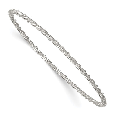 Sterling Silver Polished and Twisted Slip-on Bangle Bracelet