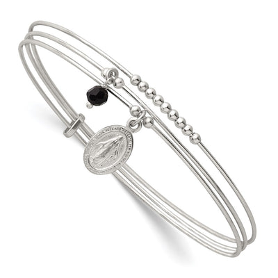 Sterling silver miraculous medal bangle