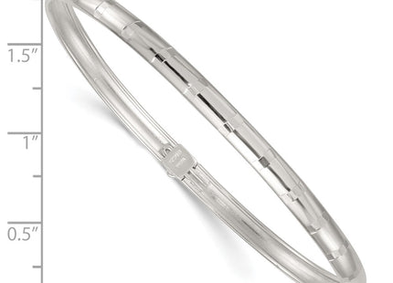 Sterling Silver Polished and Diamond-cut Flexible Bangle (Style QB1615)