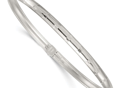 Sterling Silver Polished and Diamond-cut Flexible Bangle (Style QB1615)