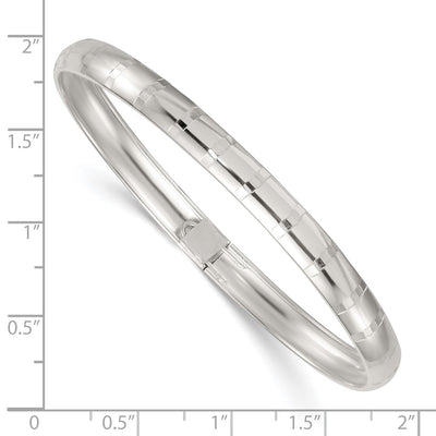 Sterling Silver Polished and Diamond-cut Flexible Bangle