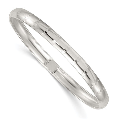 Sterling Silver Polished and Diamond-cut Flexible Bangle