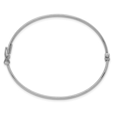 Sterling Silver Rhodium-plated Polished Hinged Bangle
