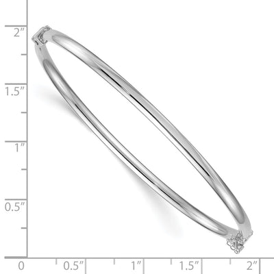 Sterling Silver Rhodium-plated Polished Hinged Bangle