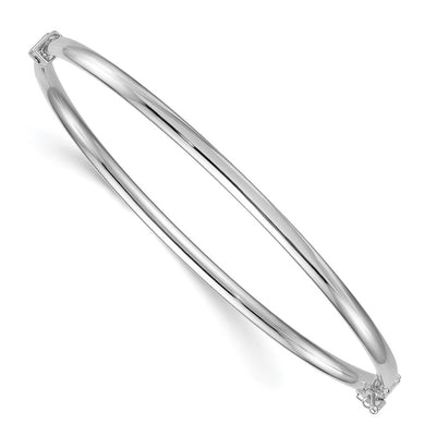 Sterling Silver Rhodium-plated Polished Hinged Bangle