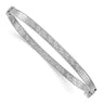 Sterling Silver Rhodium-plated Polished Textured Greek Key Hinged Bangle