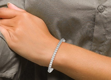 Sterling Silver Polished Beaded Design Hinged Bangle