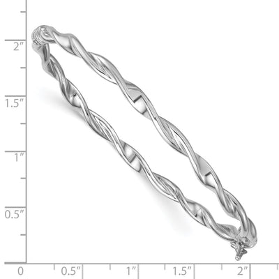 Sterling Silver Rhodium-plated Polished Twisted Hinged Bangle