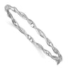 Sterling Silver Rhodium-plated Polished Twisted Hinged Bangle