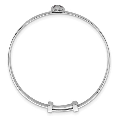 Sterling Silver Rhodium-plated Polished Pink And Red CZ Lady Bug Childrens Expandable Bangle