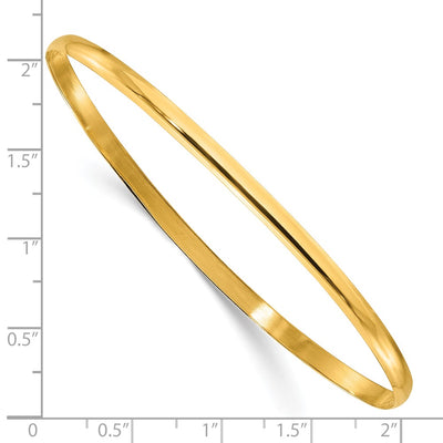 Sterling Silver Gold-tone Polished Plain Slip-On Bangle Bracelet