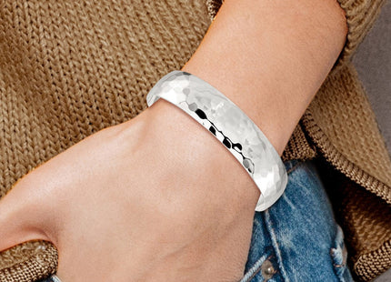 Sterling Silver Hammered Cuff Bangle (Style QB320)