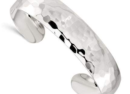 Sterling Silver Hammered Cuff Bangle (Style QB320)
