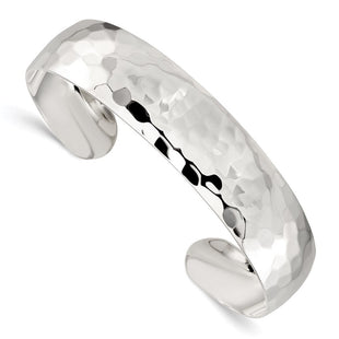 Sterling Silver Hammered Cuff Bangle (Style QB320)