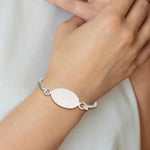 Sterling Silver w/Oval ID Plate Bangle Bracelet view 3