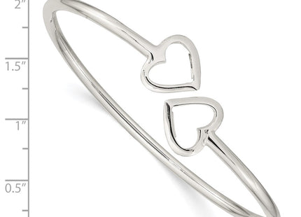 Sterling Silver Polished Heart Bangle (Style QB597)