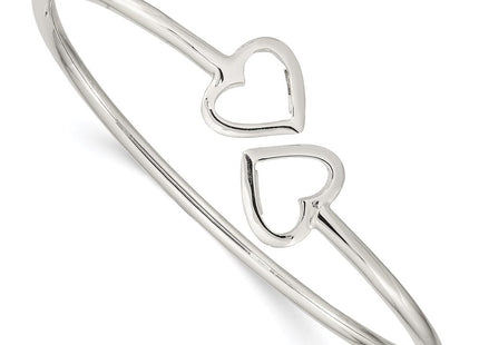 Sterling Silver Polished Heart Bangle (Style QB597)