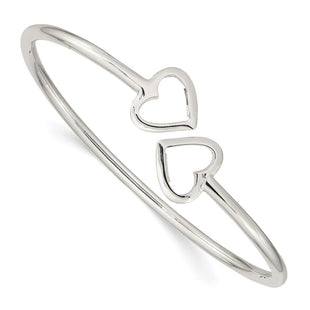 Sterling Silver Polished Heart Bangle (Style QB597)