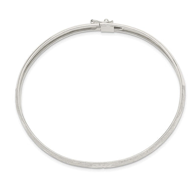 Sterling Silver Laser and Diamond-cut Flexible Bangle, 7.25 x 6.5mm