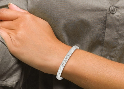 Sterling Silver Laser and Diamond-cut Flexible Bangle (Style QB613)