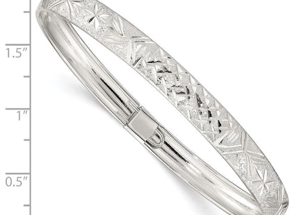 Sterling Silver Laser and Diamond-cut Flexible Bangle (Style QB613)