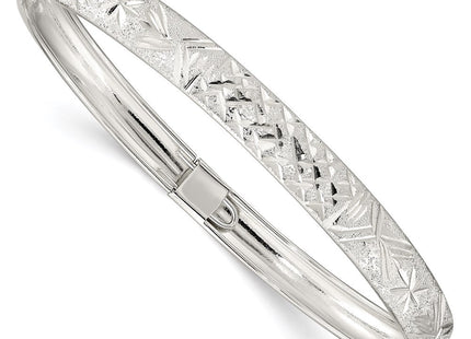 Sterling Silver Laser and Diamond-cut Flexible Bangle (Style QB613)