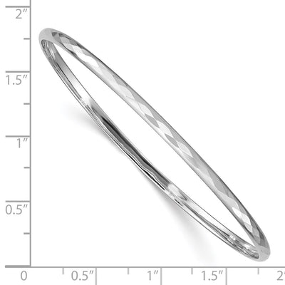 Sterling Silver Rhodium Polished Patterned Bangle