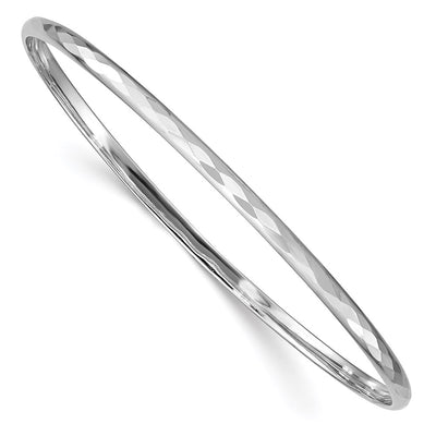 Sterling Silver Rhodium Polished Patterned Bangle