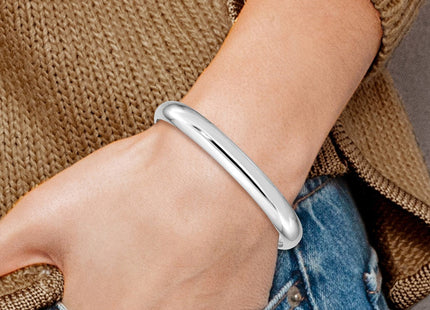 Sterling Silver Rhod-plated Polished & Domed Children's Cuff Bangle