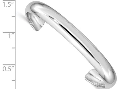 Sterling Silver Rhod-plated Polished & Domed Children's Cuff Bangle