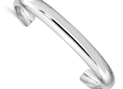 Sterling Silver Rhod-plated Polished & Domed Children's Cuff Bangle