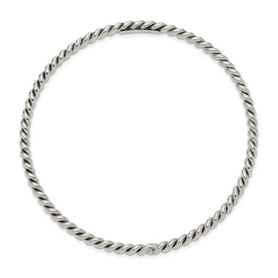 Sterling Silver Antiqued Twisted Slip-on Bangle