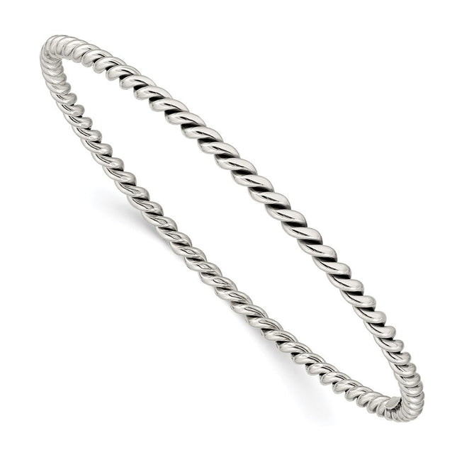 Sterling Silver Antiqued Twisted Slip-on Bangle