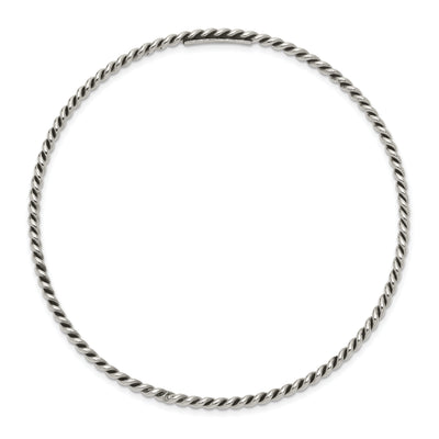 Sterling Silver Antiqued Twisted Slip-on Bangle