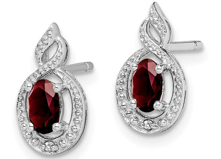 Sterling silver garnet earrings, alternate view