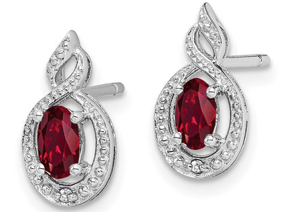 Sterling silver ruby earrings, alternate view