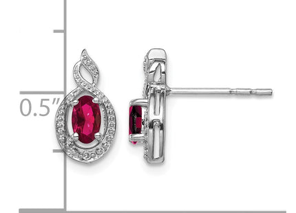 Sterling silver ruby earrings, further view