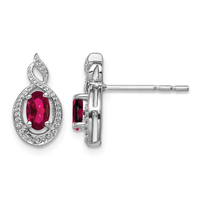 Sterling silver ruby earrings