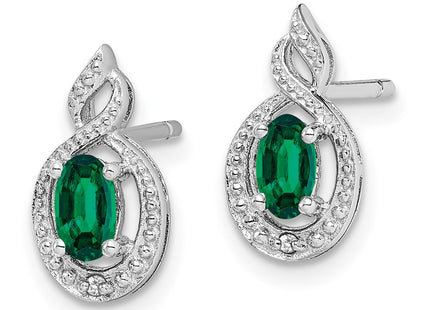 Sterling silver emerald earrings, alternate view