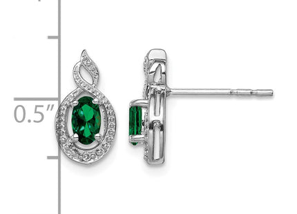 Sterling silver emerald earrings, further view