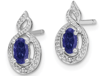 Sterling silver sapphire earrings, alternate view