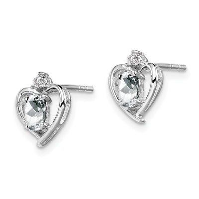 Sterling Silver Rhodium-plated White Topaz & Diam. Earrings, 10 x 7mm