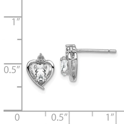 Sterling Silver Rhodium-plated White Topaz & Diam. Earrings, 10 x 7mm