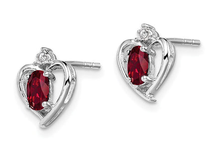 Sterling silver ruby earrings, alternate view
