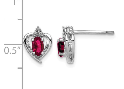 Sterling silver ruby earrings, further view