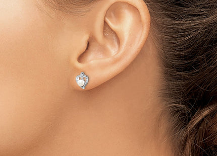 Sterling silver pearl earrings, another view