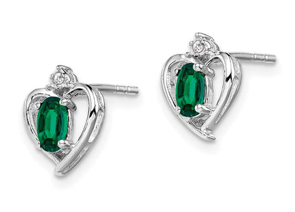 Sterling silver emerald earrings, alternate view